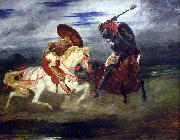 Eugene Delacroix Combat de chevaliers dans la campagne. oil painting reproduction